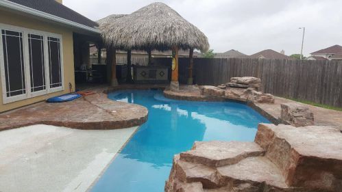 Swimming Pool with Nipa Hut — Pool Services in Corpus Christi, TX