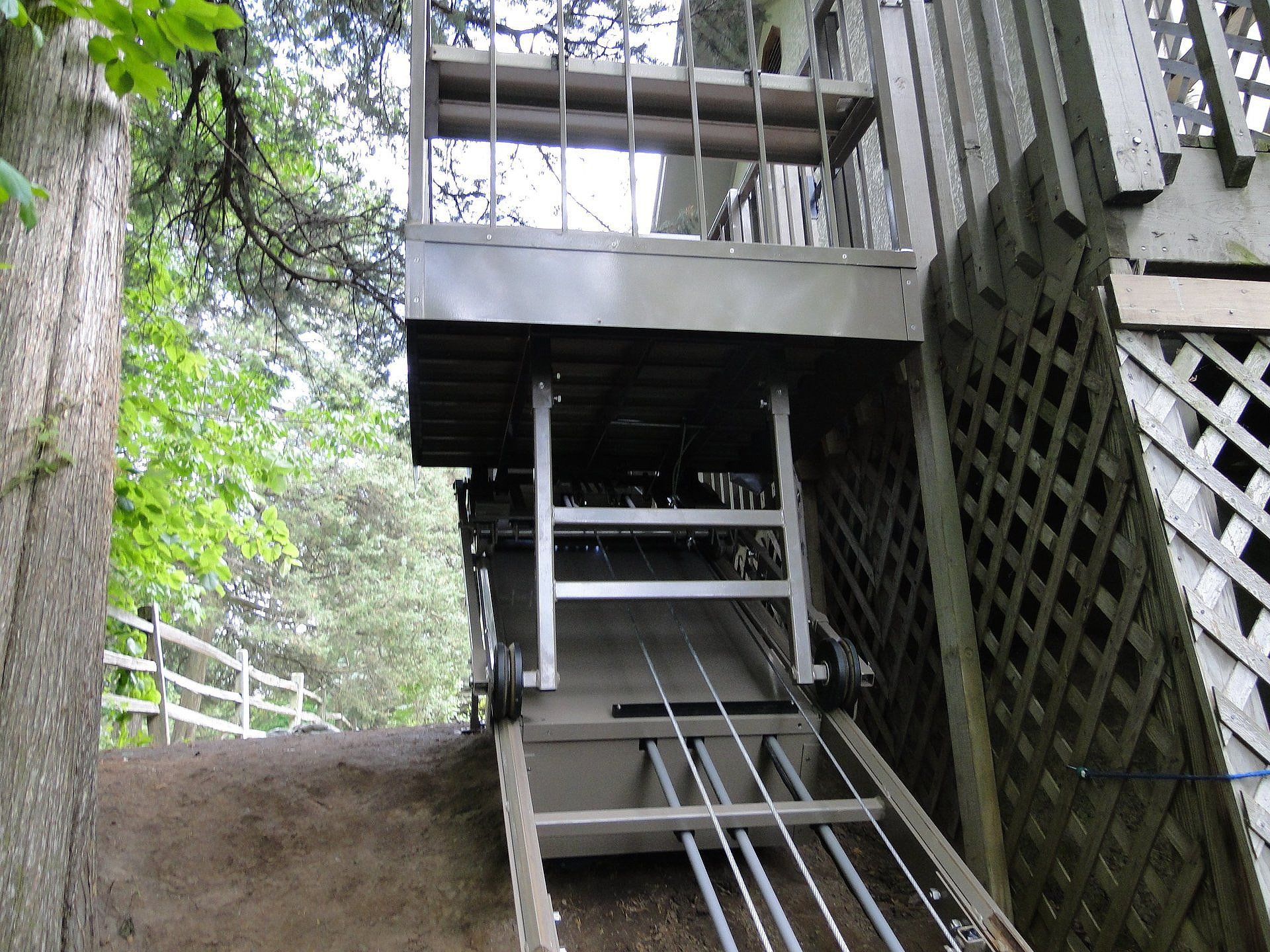 Dual Cable track on new hillside tram lift install - Green Lake, WI Property