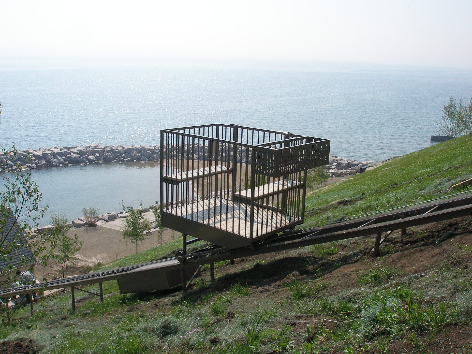 Lake side hill elevator tram install - Lake Forest, IL Property