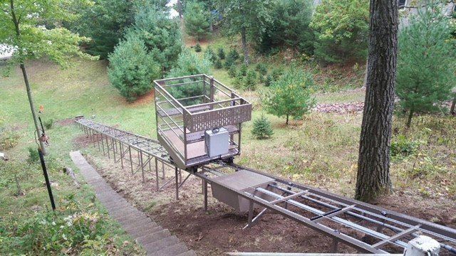Updated Tram Car on existing hill lift by Hillside Trams LLC - maintain and repair existing Hill Lifts
