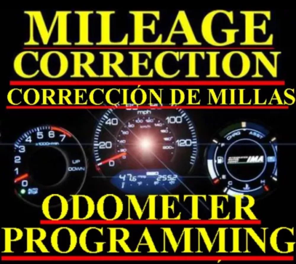 A poster for mileage correction and odometer programming