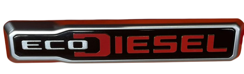 A red and black eco diesel logo on a white background