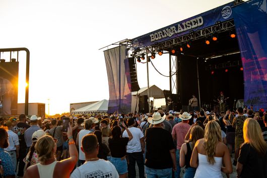Group wearing cowboy hats at country festival