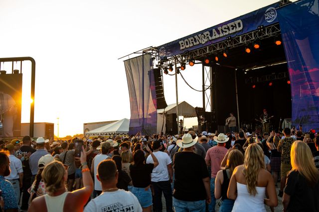 Group wearing cowboy hats at country festival
