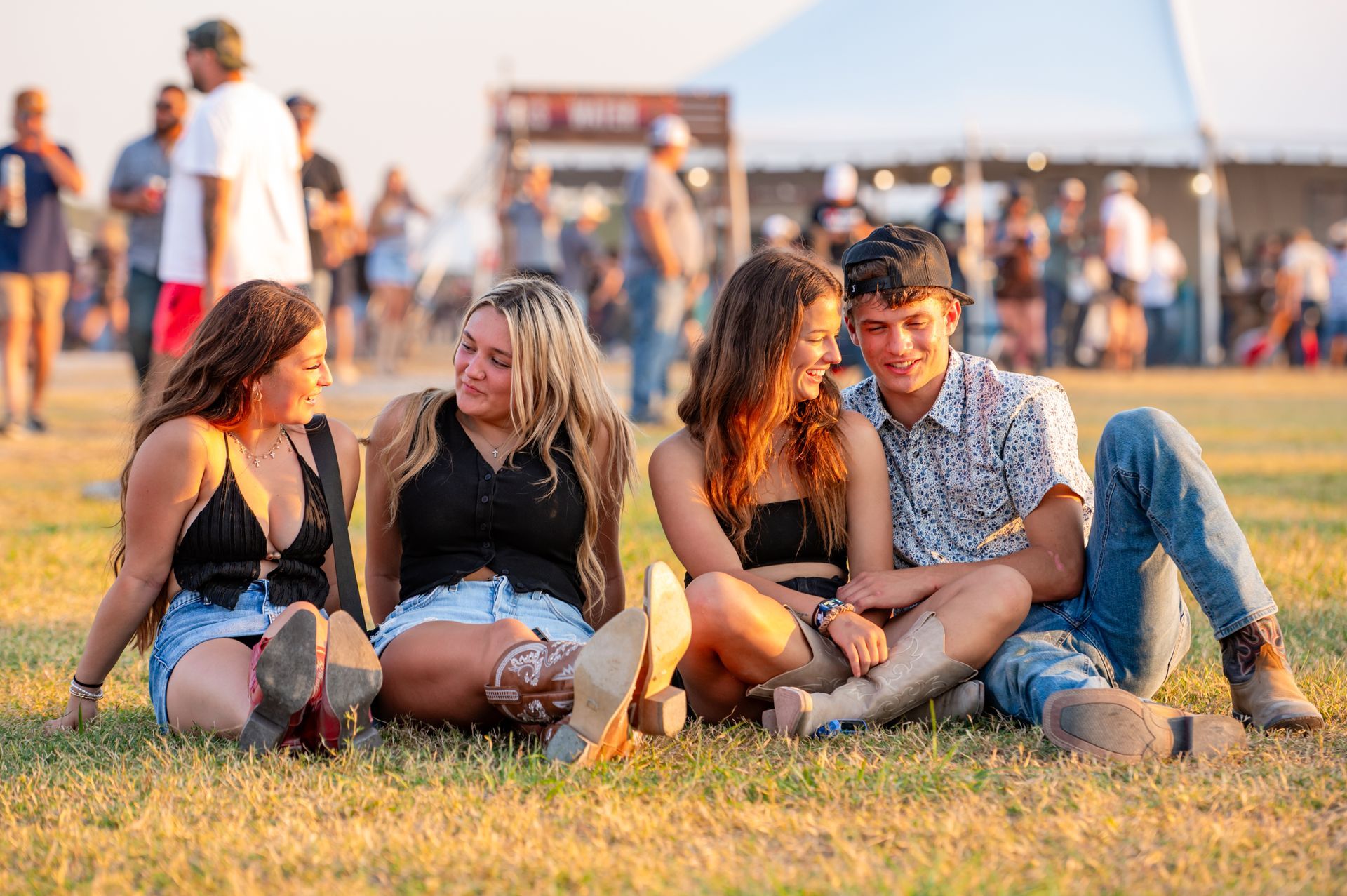 Festival friends enjoying country music concert
