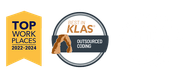 Two logos for top work places and klas are shown on a white background.