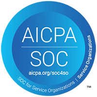 A blue circle that says aicpa soc on it