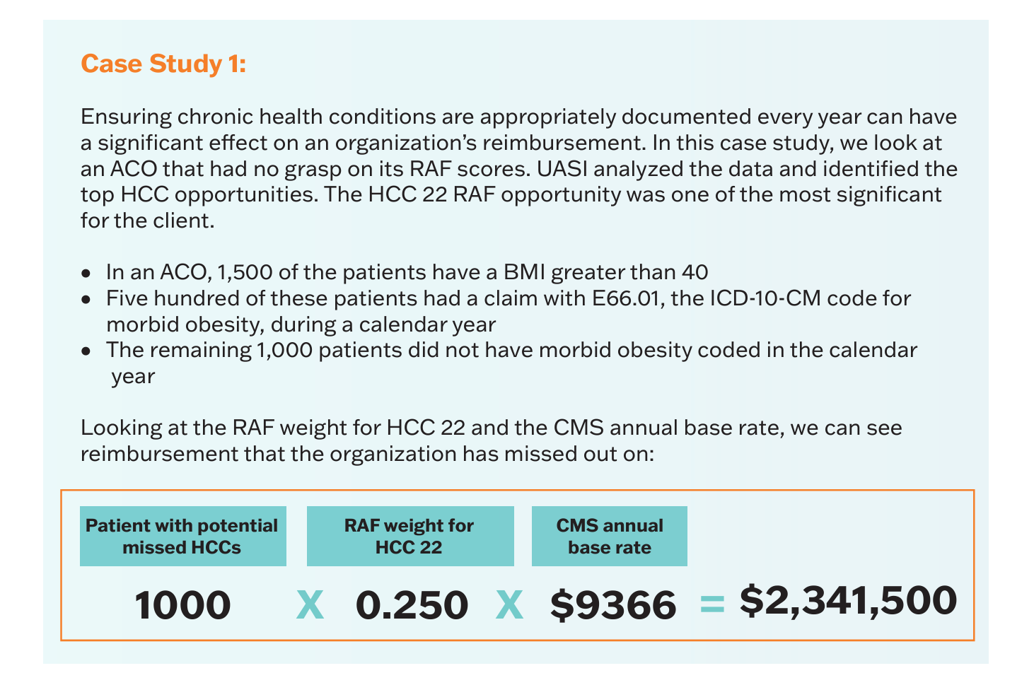 A case study is shown with a cost of $ 2,341,500