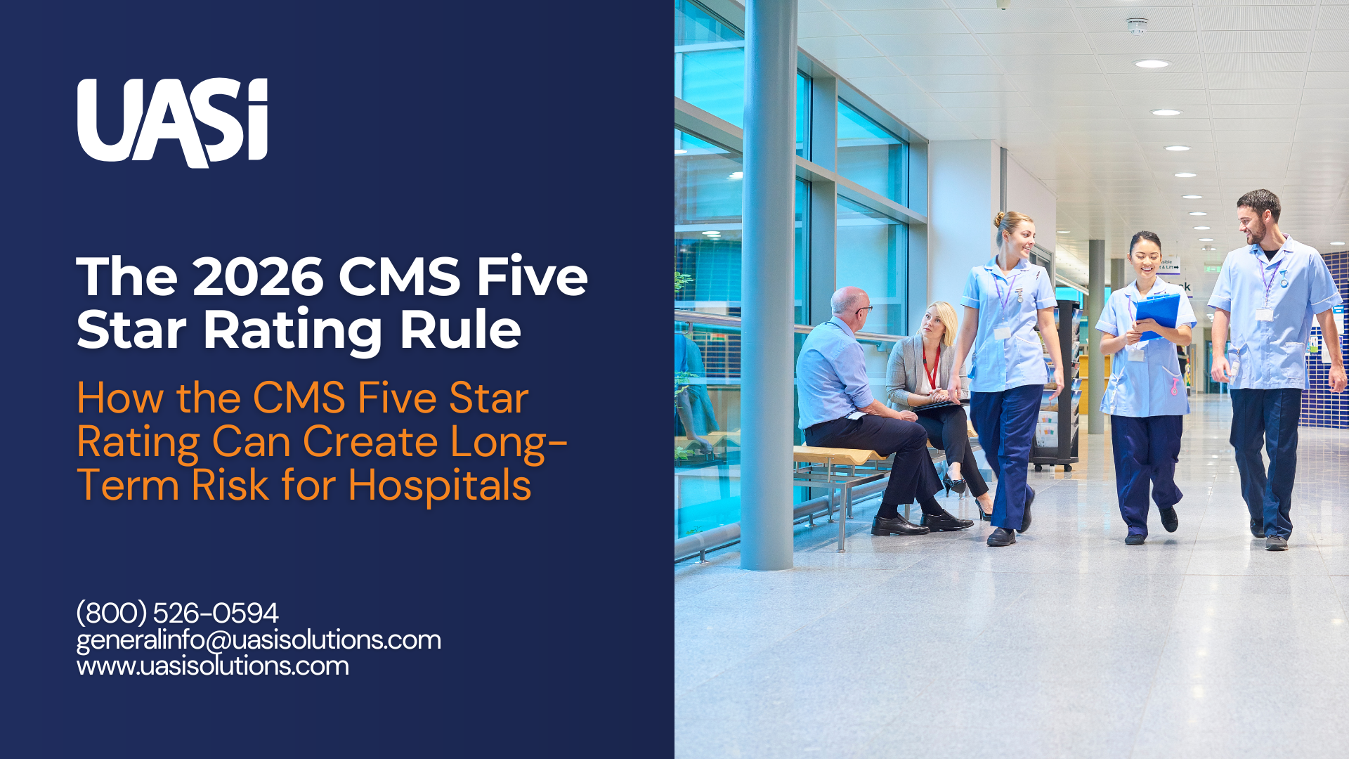 Hospital staff walking in a clinical setting with reference to the 2026 CMS Five Star Rating Rule