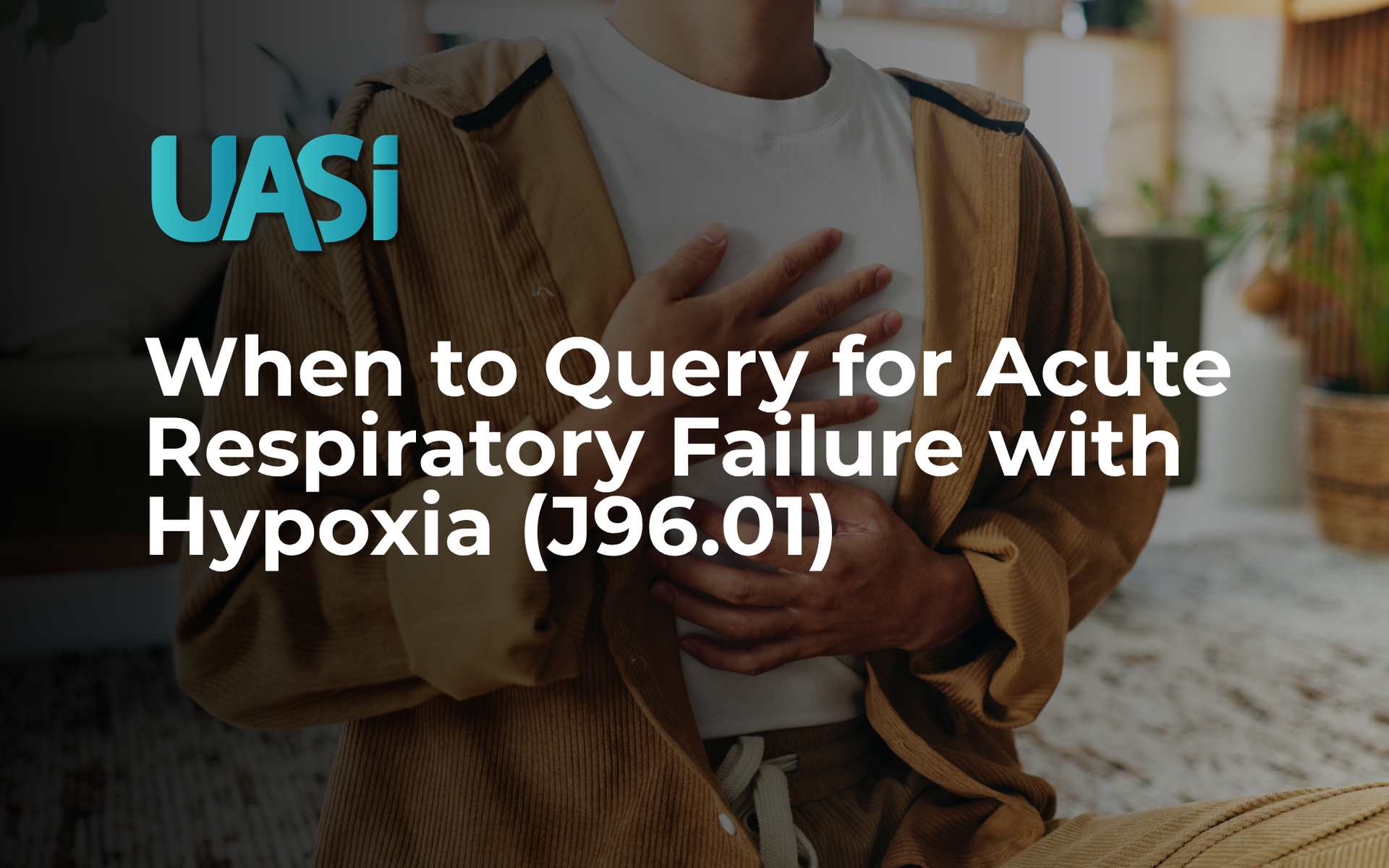 Graphic title, person sitting down and holding both hands to chest