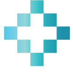 A blue and white checkered cross on a white background.