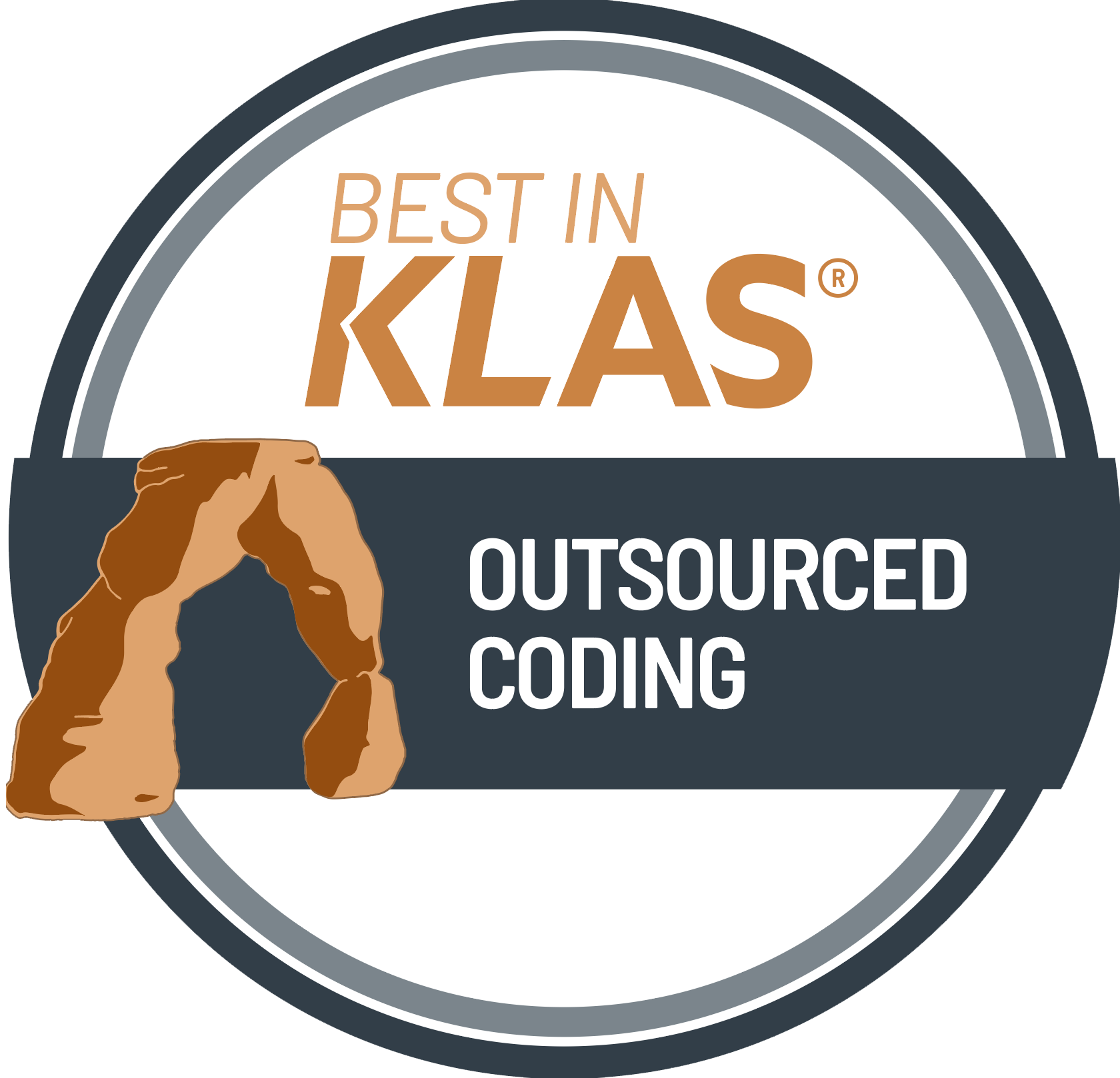 A sticker that says best in klas outsourced coding