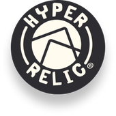 Hyper Relic logo: black circle, white text/design. Geometric shape within the inner circle.