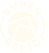 White logo with a mountain silhouette inside a circle. Text 