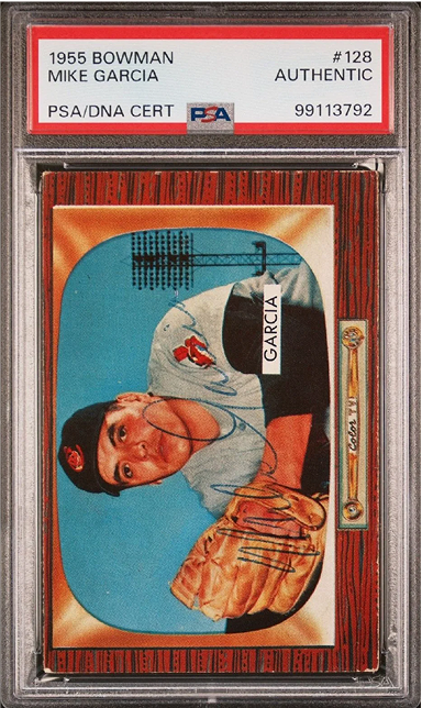 1955 Bowman Mike Garcia baseball card, graded by PSA as 