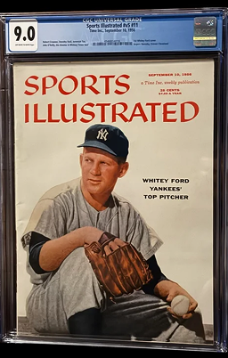 Sports Illustrated cover, Whitey Ford in Yankees uniform, graded 9.0.
