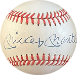 Baseball signed by Mickey Mantle.