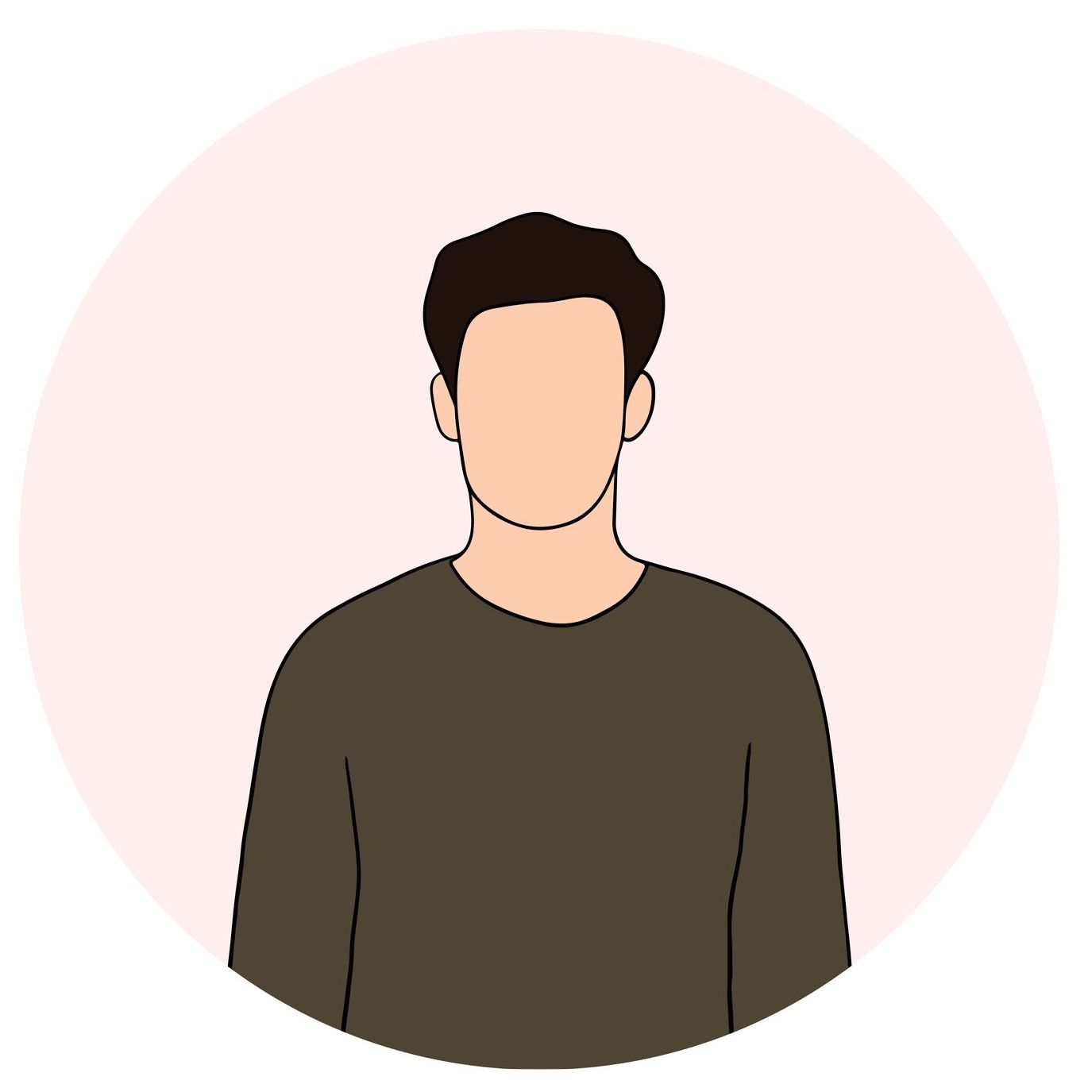 A drawing of a man without a face in a circle.