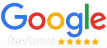 Google Reviews logo with the Google logo and five gold stars.