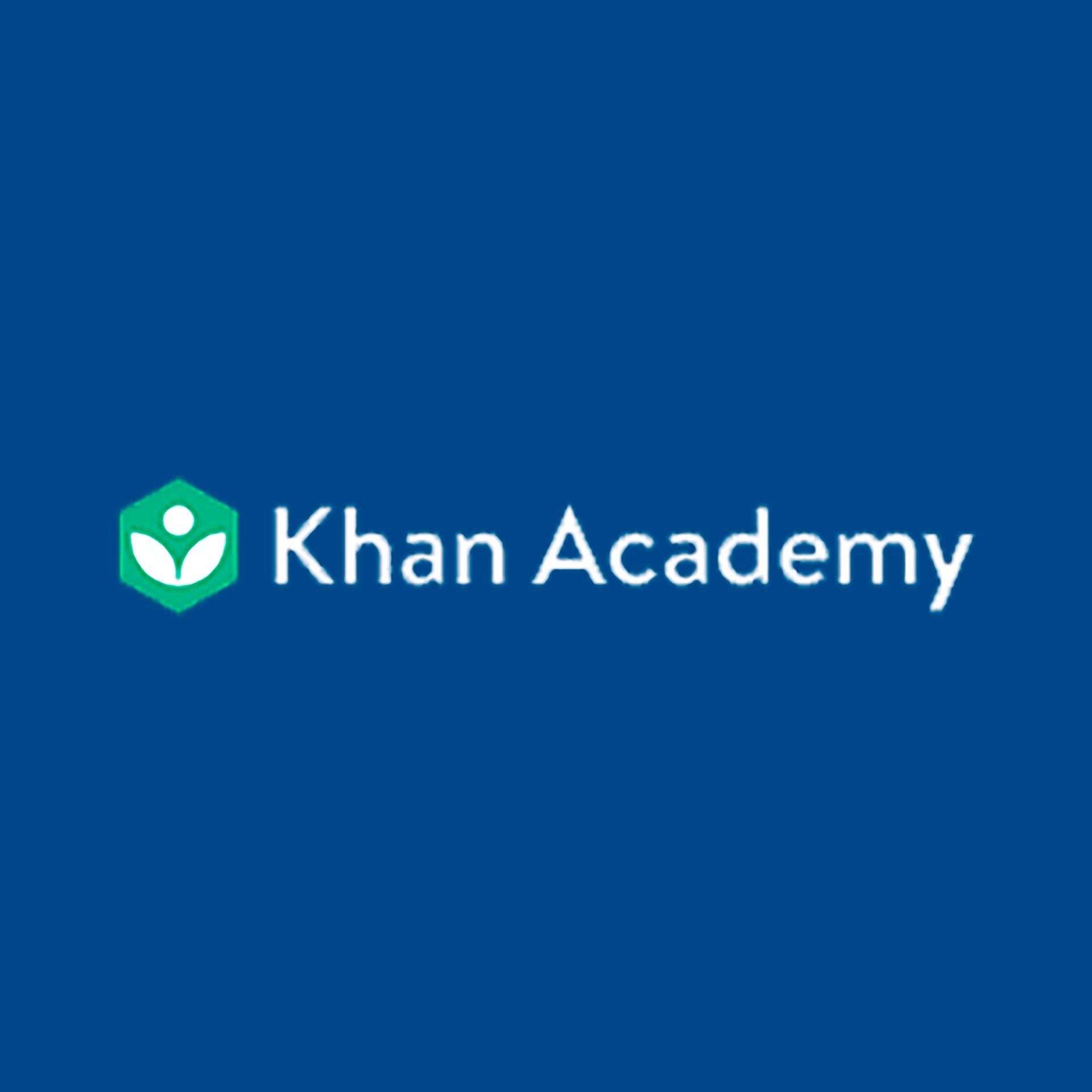 The khan academy logo is on a blue background.