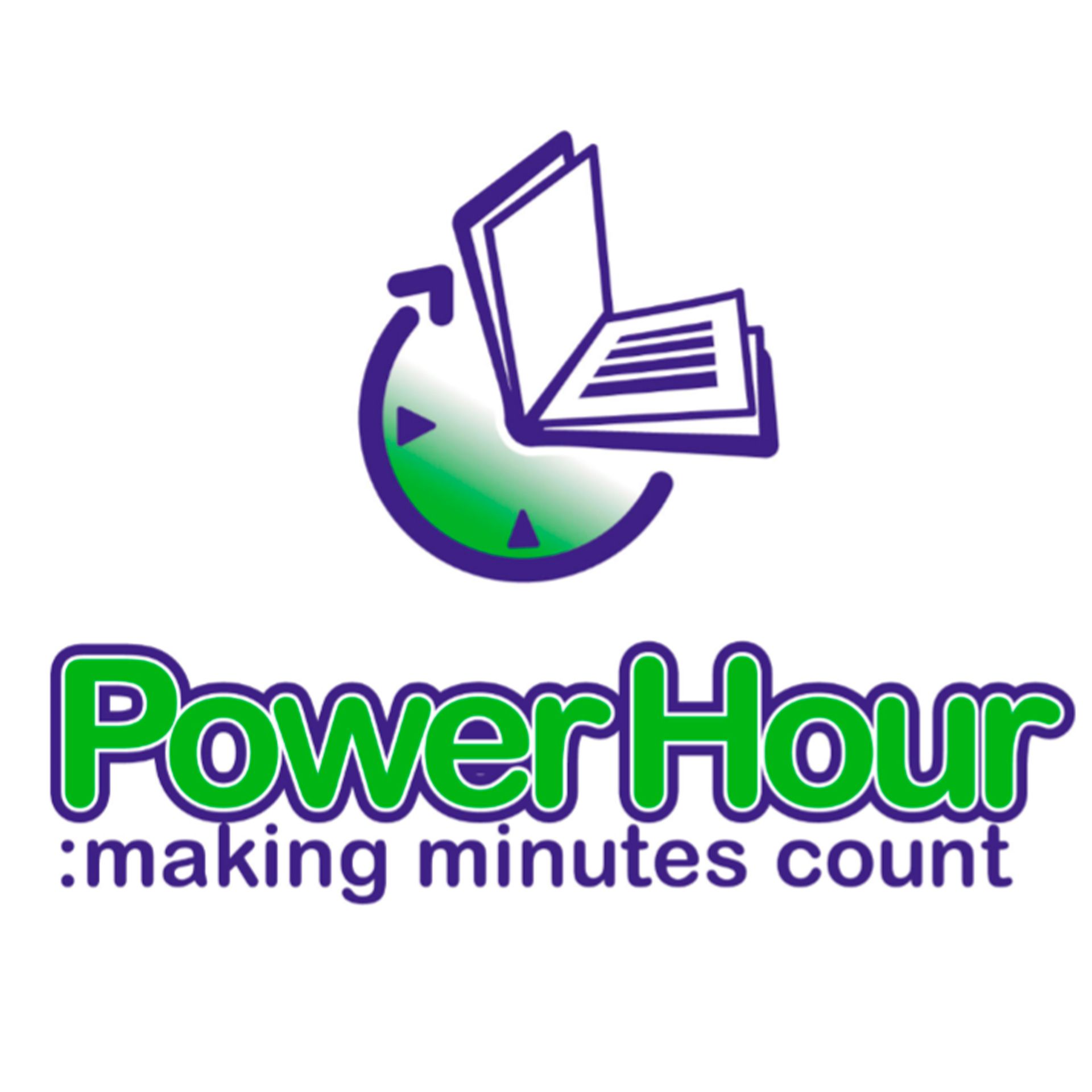 A logo for a company called power hour making minutes count
