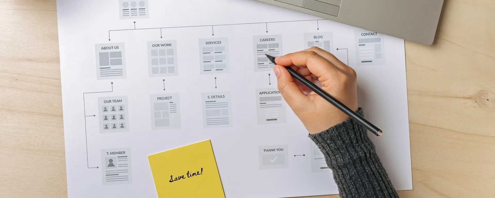wireframe for a web design project