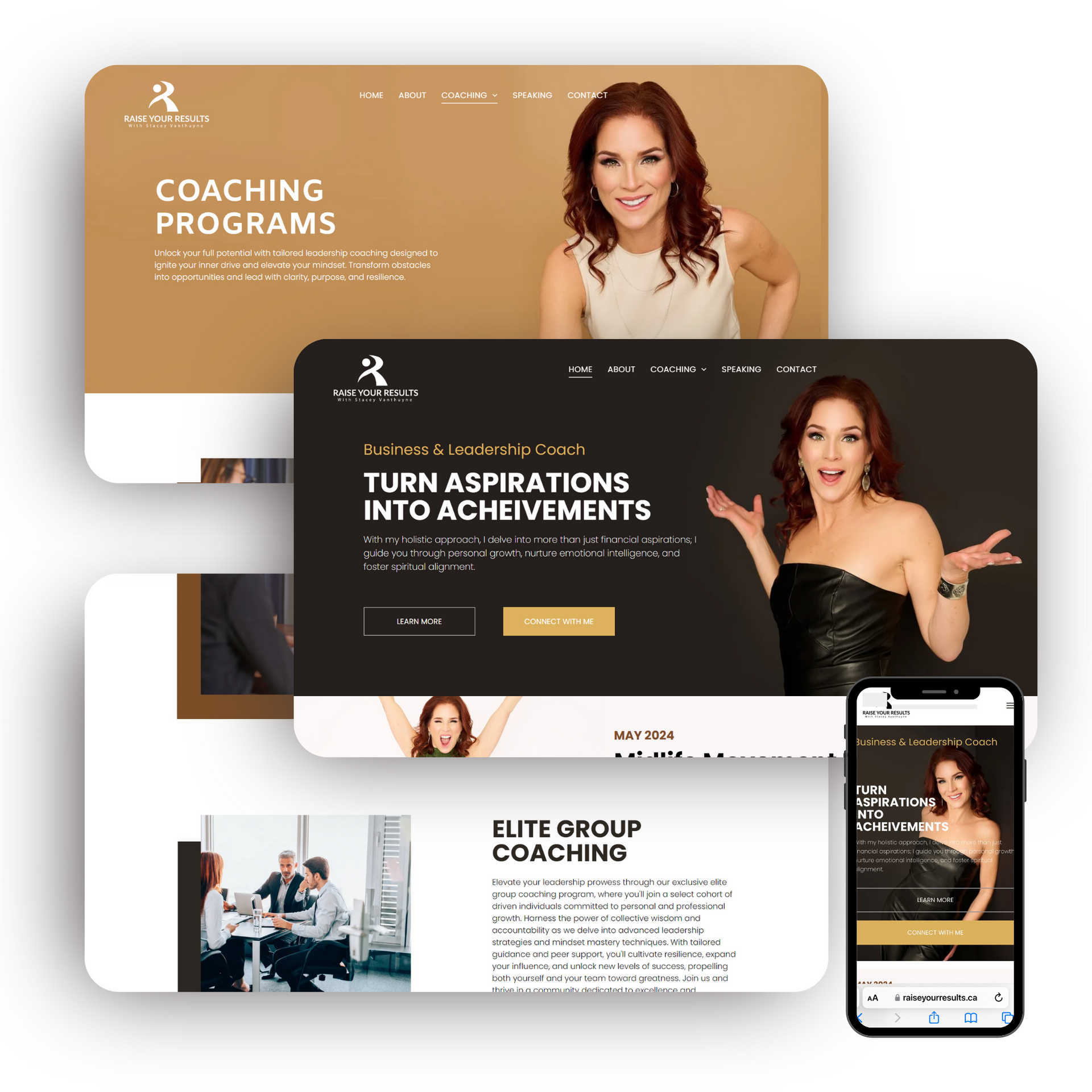 A collage of a website , a phone , and a laptop.