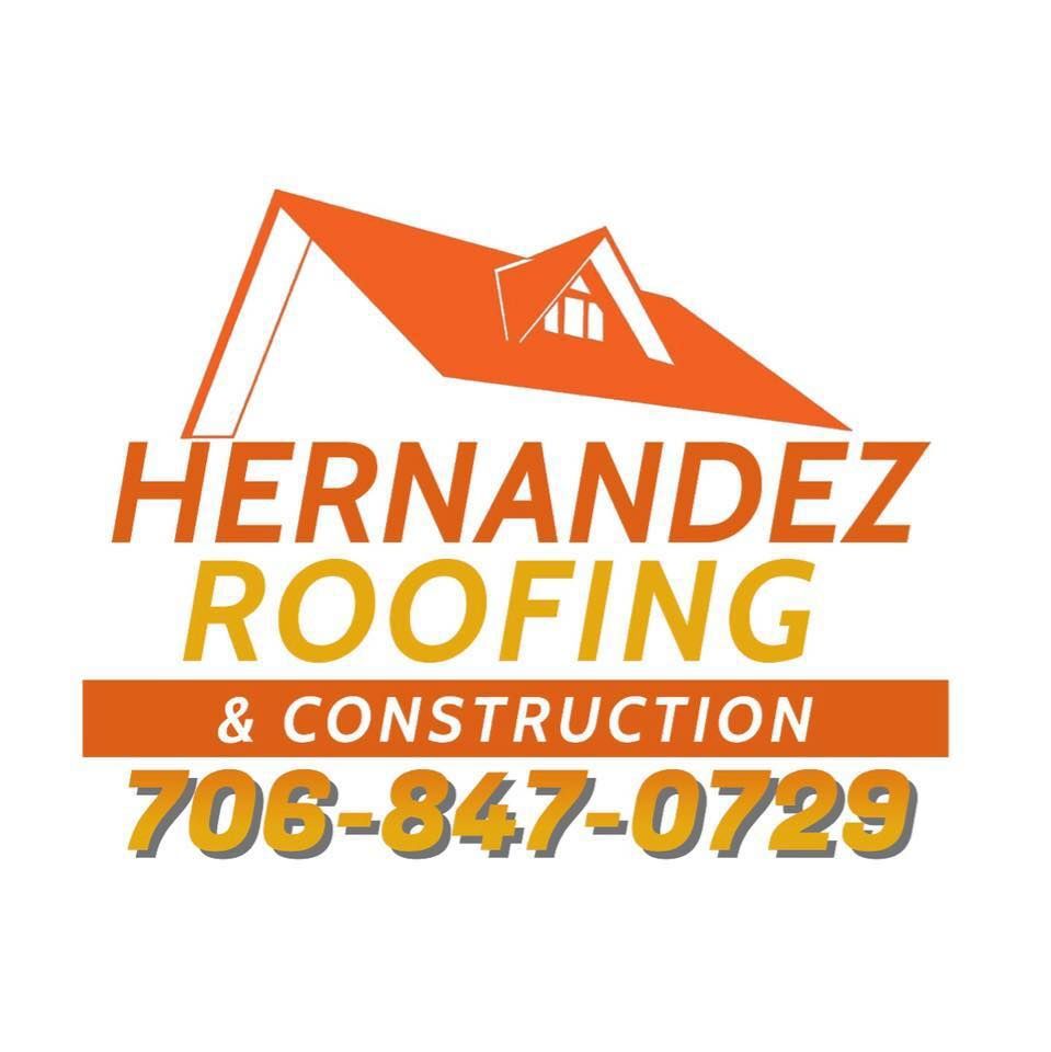 Logo for Hernandez Roofing & Construction featuring a graphic of a roof with the phone number 706-847-0729 in orange.