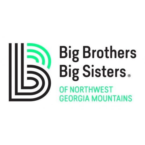 Logo for Big Brothers Big Sisters of Northwest Georgia Mountains featuring a stylized black and teal letter B.