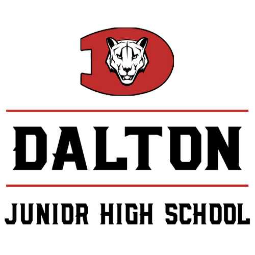 The Dalton Junior High School logo featuring a panther head inside a red letter D.
