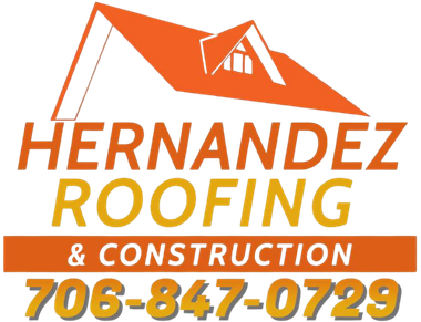 Hernandez Roofing & Construction logo featuring an orange house roof icon and phone number 706-847-0729.