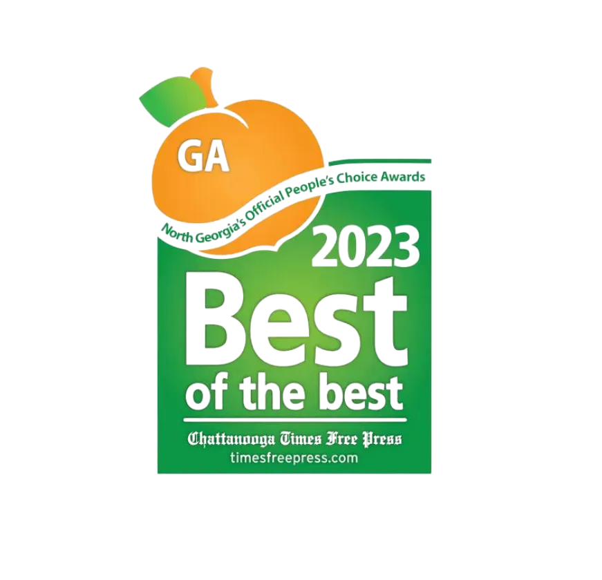 2023 Best of the Best award logo from the Chattanooga Times Free Press, featuring a graphic of a Georgia peach.