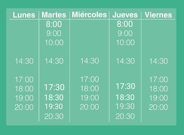 Horarios Yo Pilates