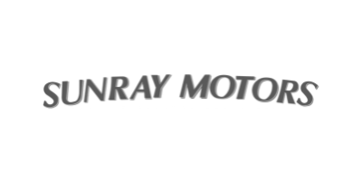 A black and white logo for sunray motors on a white background.