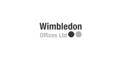 A black and white logo for wimbledon offices ltd.