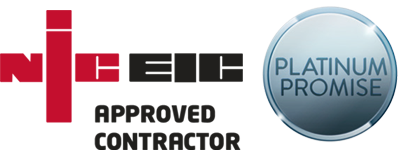 The logo for the electrical industries charity is a colorful rainbow.