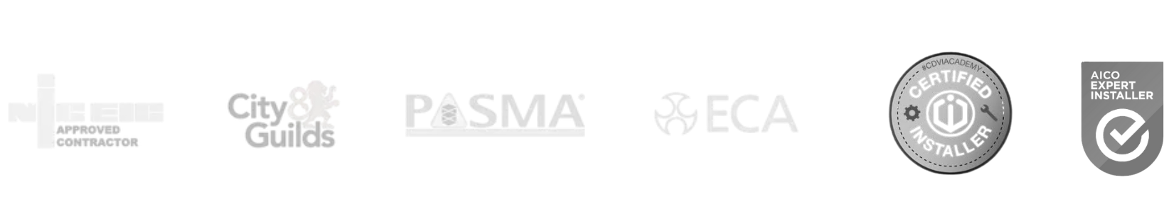 A row of logos on a white background including city guilds , pasma , and eca.