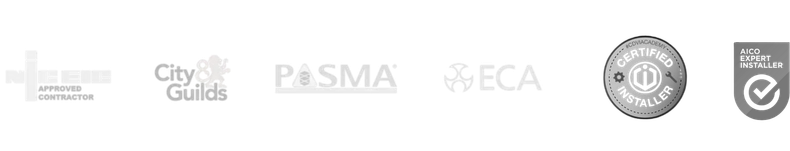 A row of logos on a white background including city guilds , pasma , and eca.