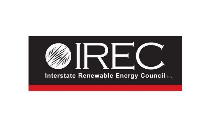 The logo for the interstate renewable energy council is black and red.