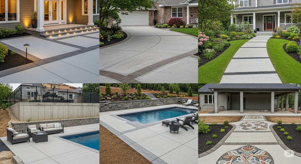 Odenton residential concrete driveway with modern finish