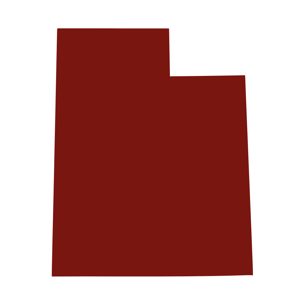 A red silhouette of the state of Utah on a white background.