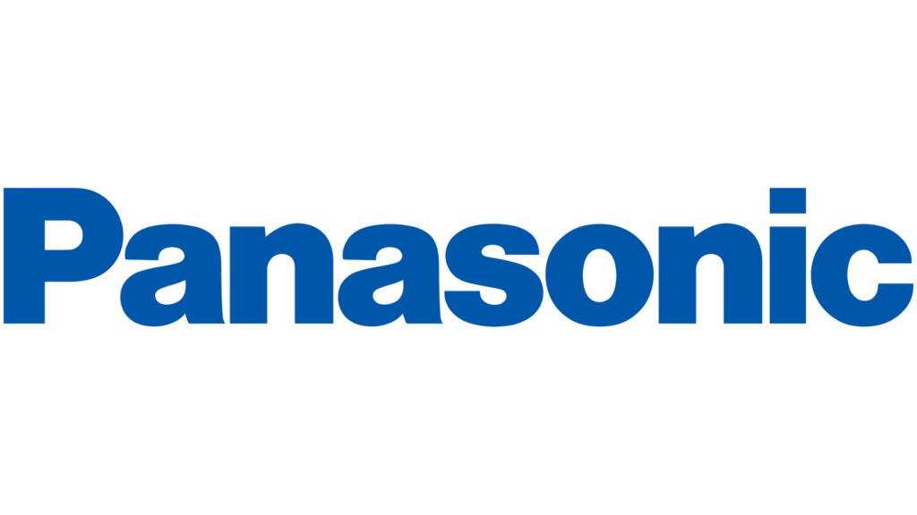 The panasonic logo is blue and white on a white background.