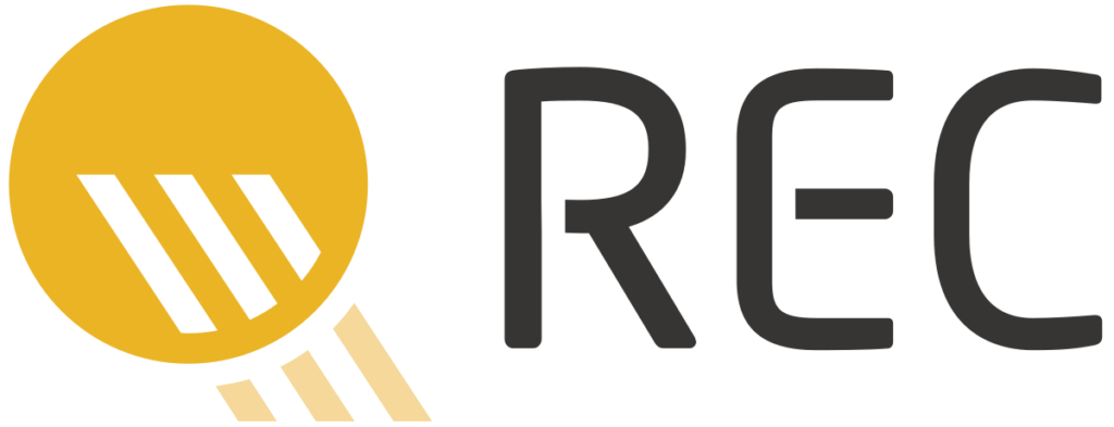A yellow circle with the word rec on it