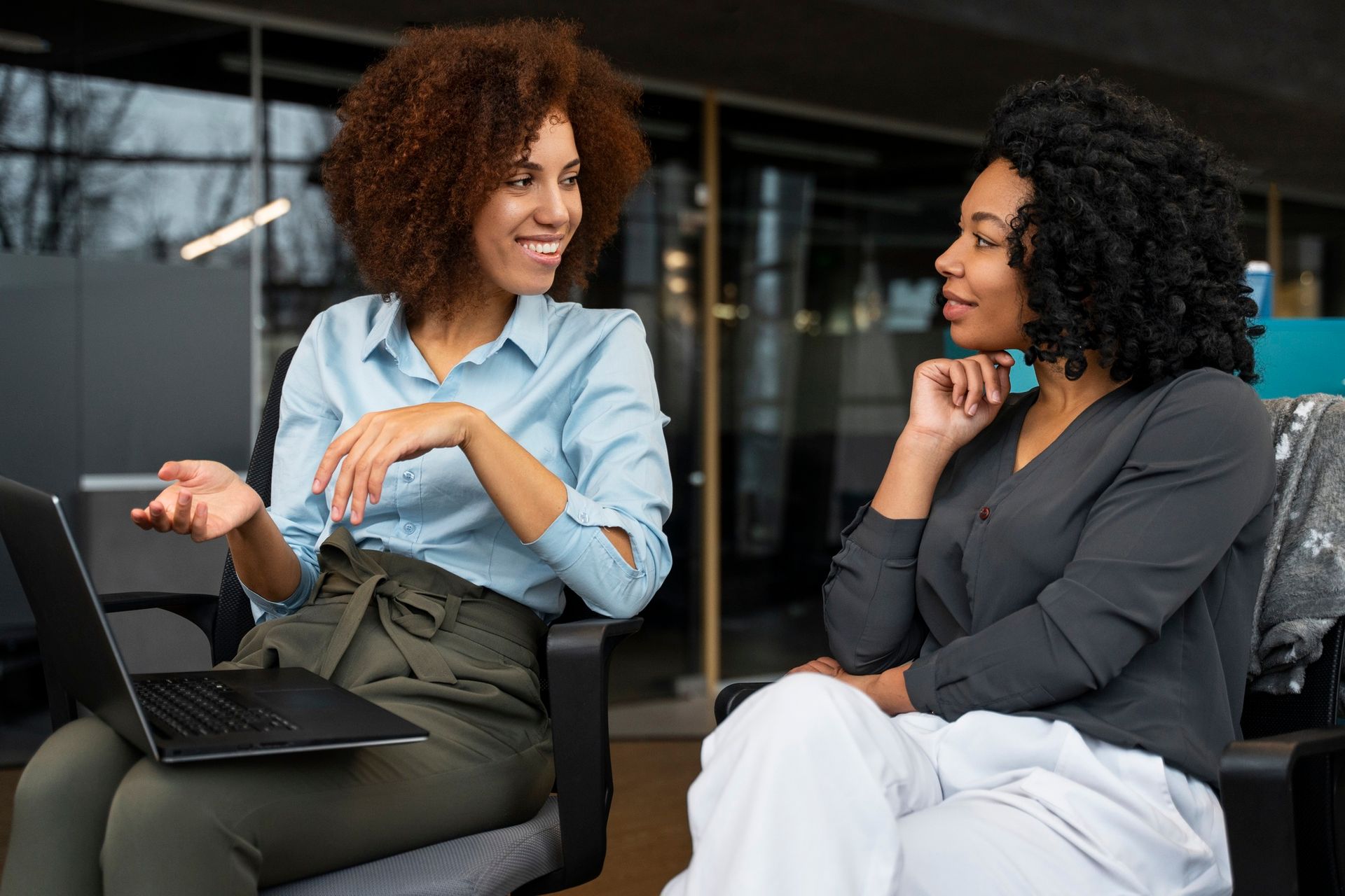 Two women in office setting