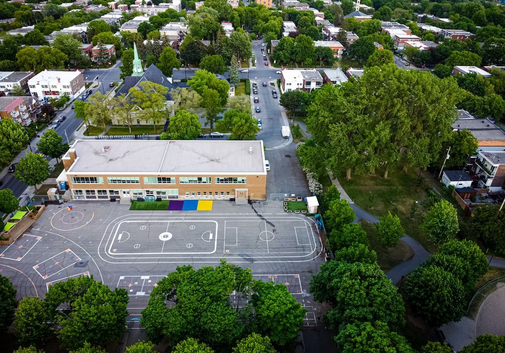 Aerial View Of School — Professional Roofer in Alice River, QLD