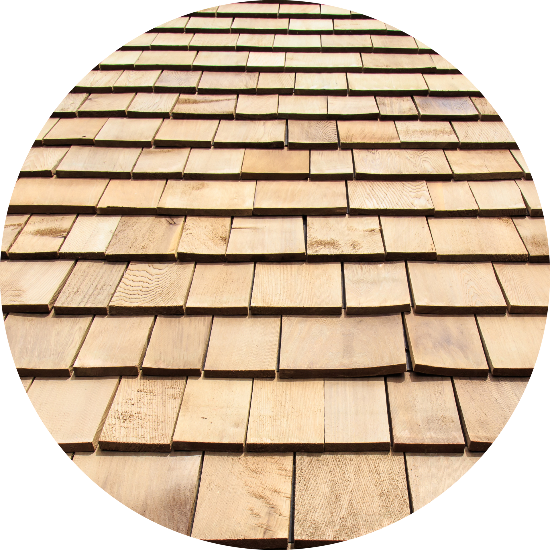 A close up of a wooden roof in a circle