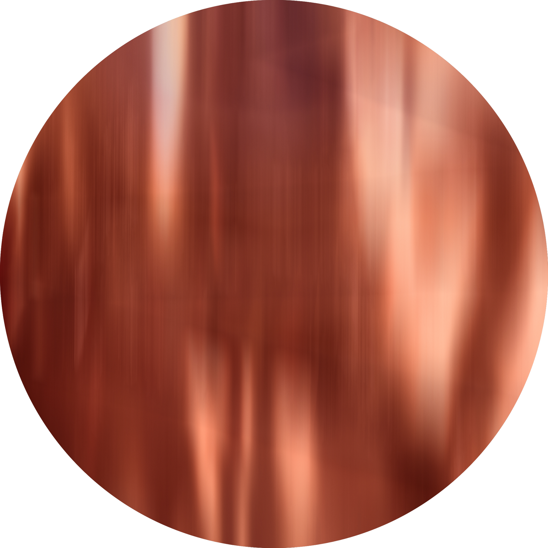 A copper colored circle with a white background