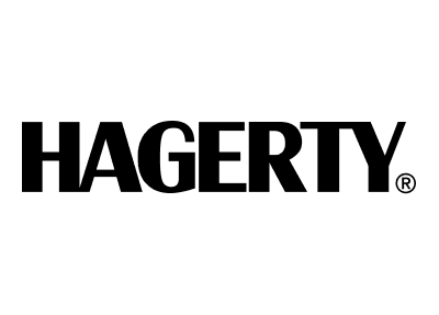 The hagerty logo is black and white on a white background.