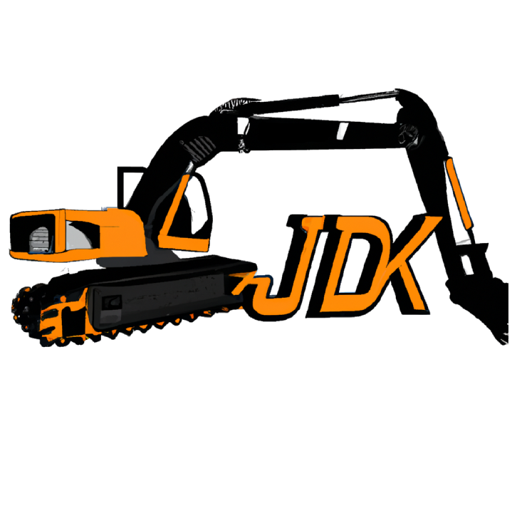 An excavator with the word jdk on it