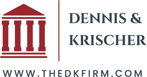 The logo for Dennis & Krischer is a building with columns and a roof.